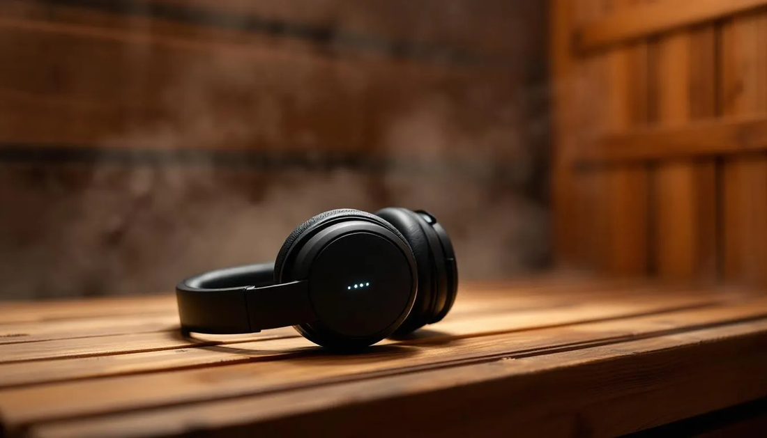 Wireless headphones in sauna