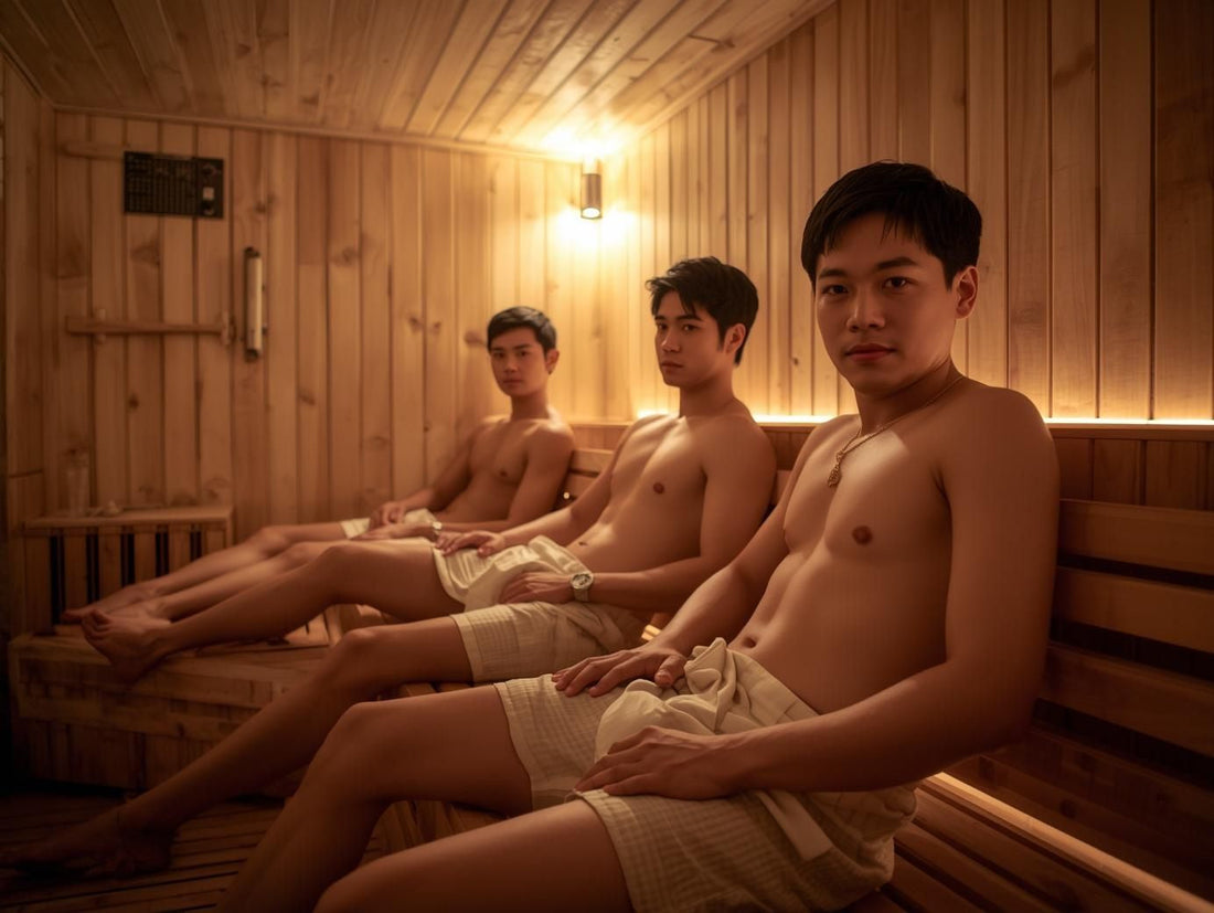 hot sauna with people in session for health benefits