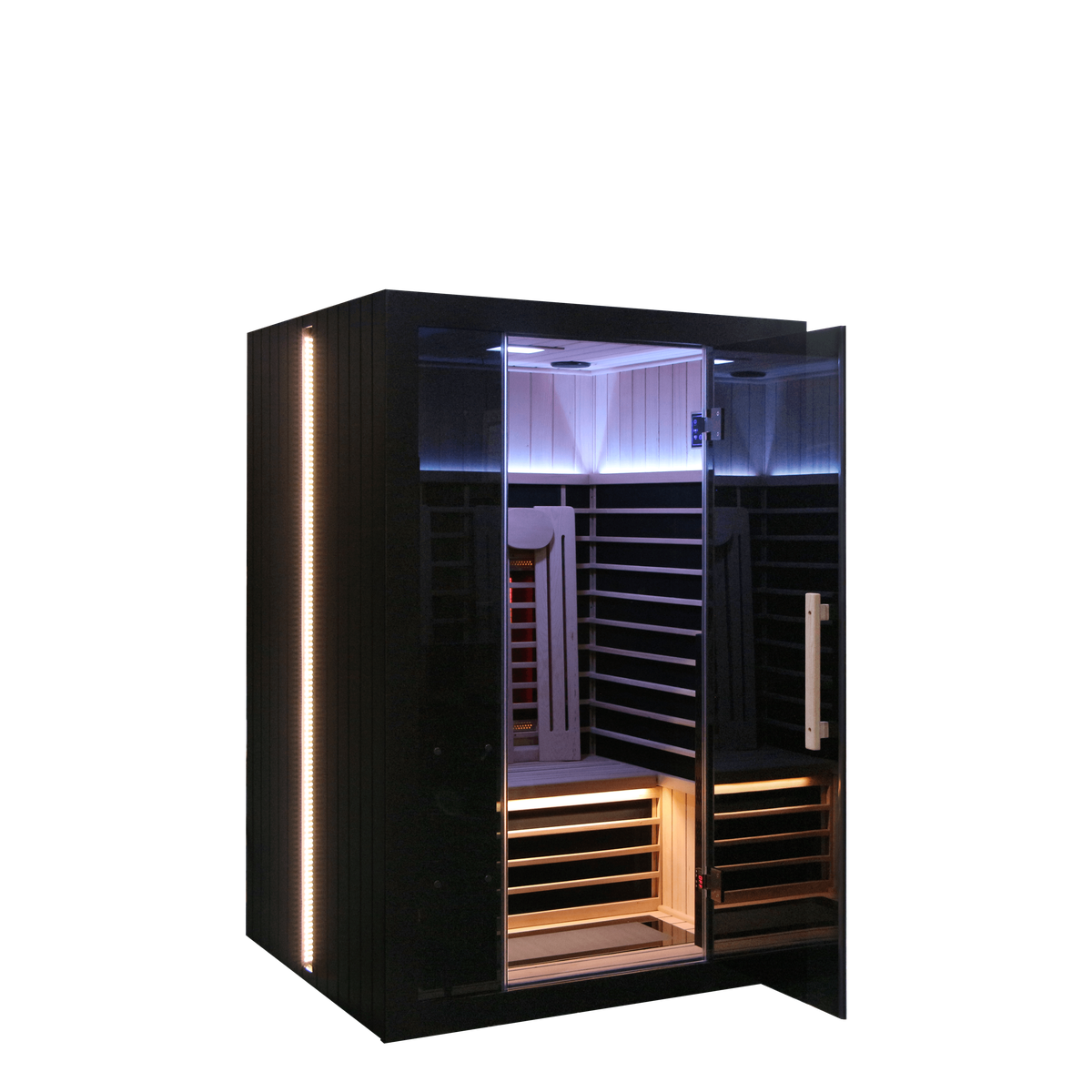 Sun Home Eclipse™ 2-Person Indoor Red Light & Full-Spectrum Infrared Sauna, three-quarter view