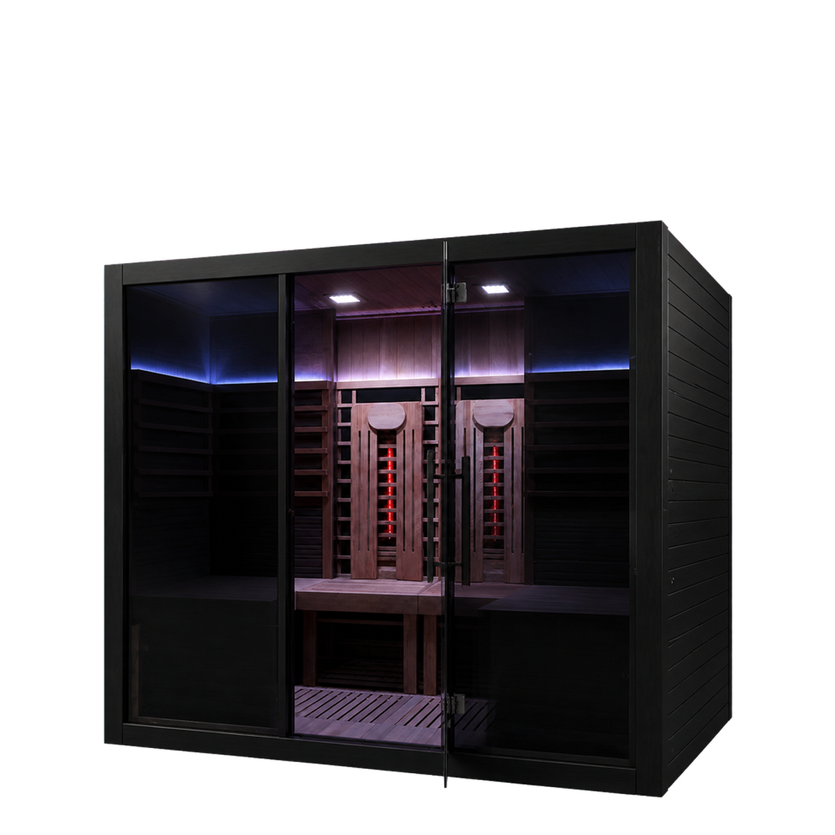 Sun Home Eclipse™ 4-Person Indoor Red Light & Full-Spectrum Infrared Sauna, three-quarter view