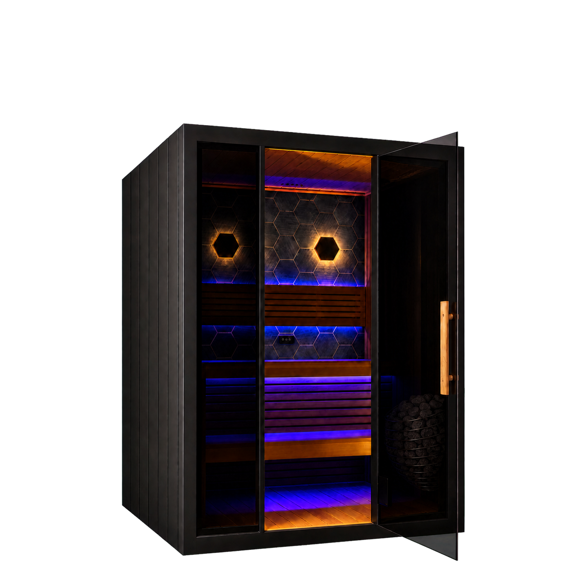 Sun Home Nova™ 3-Person Indoor Traditional Sauna, three-quarter view