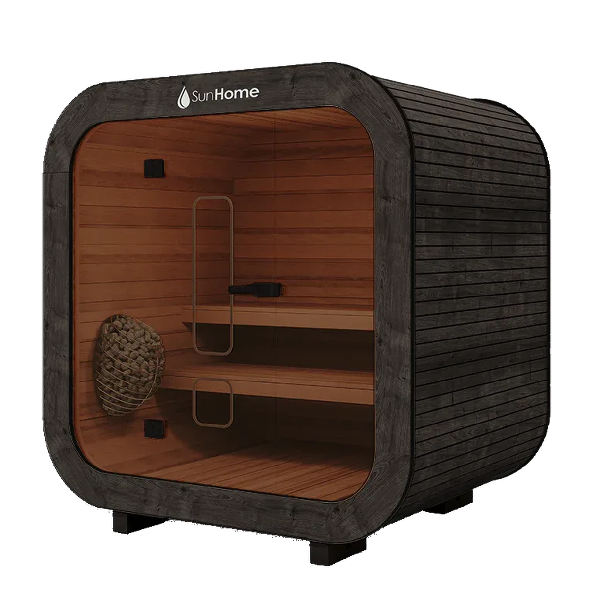 Sun Home Solaris™ 4-Person Outdoor Custom Traditional Sauna, three-quarter view